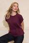 Mürdüm Relaxed/Rahat Kalıp Kayık Yaka Büzgülü Yumuşak Örme T-Shirt TWOSS26BZ00270 - 2