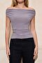 Stone Plain Fitted Carmen Collar Sleeveless Stretchy Knitted Blouse Twoss26Bz00082 - 3