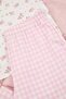 Ekru-Pembe Çiçekli Örme Büyük Beden Pijama Takımı TBBSS26AI00013 - 3