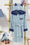 Hooded Children's Bathrobe 100% Cotton Baby Boy Children's Bathrobe Superhero Hero Blue - 6