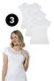 3-Piece Women's Cotton White Undershirt with Tulle Detail on the Chest & Comfortable Texture & Short Sleeves