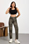 Women's Leopard Print High Waist Lycra Mom Jeans - 6