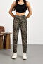 Women's Leopard Print High Waist Lycra Mom Jeans - 2