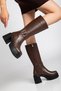 Women's Below-The-Knee Boots with Buckle Decoration and 7 cm Heel - 4
