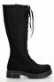 Long Boots Black Suede Boots Non-Slip Sole Warm Inner Lining in Winter - 3