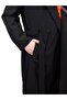 Black Front Buttoned Sleeve Trench Coat with Fence - 6