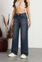 Women's Faded Effect Vintage High-Waist Wide Leg Jeans