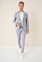 Comfort Fit Double Slit Fleto Pocket Stretchy Cotton Casual Gray Blue Jacket C 675 - 2