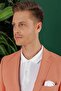Slim Fit 100% Cotton Seersucker Fabric Coral Jacket C 647 - 6
