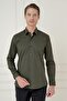 Men's Slim Fit Cotton Long Sleeve Classic Khaki Shirt Gk 745