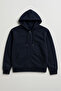 Men's Zippered Hooded Pocket Navy Blue Sweatshirt - 2