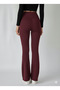 Women's Burgundy High Waist Shaping / Sculpting Double Pocket Flared Leggings - 2
