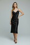 Black Strappy Dress with Rose Embroidery