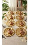 6-Piece Wavy Corners Mini Daisy Stainless Steel Tea Coffee Engagement Presentation Tray Gold Silver 24X24Cm