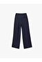 High Waist Palazzo Fabric Navy Blue Women's Trousers 6Wak40068Uw - 2