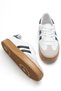 Women's White Black Thermo Sole Striped Lace-Up Sports Shoes - 5