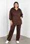 طقم من قماش المودال البني مع أحجار - 2