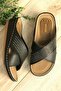 Black Mother Slippers with Massage Sole and Cross Stone Detail - 4