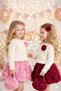 Girls' Knit Sweater and Rose Detail Skirt Buckle and Bag 2-8 Years Burgundy and Pink - 3
