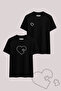 Puzzle Heart Printed Couple T-Shirt Set Loose Fit Oversized Cotton Couple Tshirt - 2