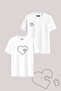 Puzzle Heart Printed Couple T-Shirt Set Loose Fit Oversized Cotton Couple Tshirt - 2