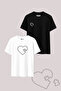 Puzzle Heart Printed Couple T-Shirt Set Loose Fit Oversized Cotton Couple Tshirt - 2