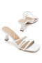 Jolie White Short Heeled Women's Slippers - 2