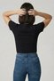 Women's Short Sleeve Half Turtleneck Black Bodysuit 2 Pieces - 8