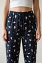 100% Cotton Single Jersey Women's Pajama Bottoms with Polar Bear Print, Loose Fit, Anti-Sweat, Navy Blue, Without Pockets - 4