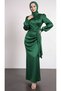 Side Tie Pleat Detailed Satin Evening Dress - 2