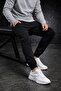 Men's Winter Sweatpants Skinny Fit Jogger Black Cotton Fabric - 4