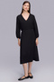 Black Midi Length Dress with Elastic Waist Detail