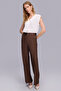 Beli Belted Trousers with Piping at the Hem in Brown