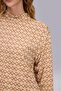 Buttoned Shoulder High Neck Patterned Blouse - 2