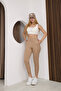 Women's Beige High Waist Jogger Sweatpants - 7