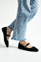 Black Stone Design Belted Thin Heeled Women's Casual Ballerina Shoes Stc1208 - 3