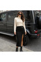 Black Knitwear Skirt with Ring Detail Lining