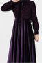 Shiny Velvet Dress with Lapel Neck 40239 - 4