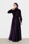 Shiny Velvet Dress with Lapel Neck 40239 - 2