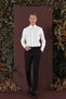 Slim Fit Stretchy Wool Pinstripe Black Trousers P 1136