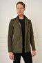 Men's Judge Collar Seasonal Khaki Coat with Buttons and Zippered Side Pockets Ka 077 - 4