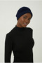 Pearl Embroidered Navy Blue Ready-To-Wear Turban Hijab Medical Use Suitable - 4