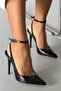 Gina Ankle Strap Black Patent Leather 10 cm Women's Stiletto, High Heels - 6