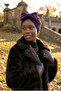Velvet Bow-Lined Purple Ready-Made Turban Hijab Bonnet Suitable for Medical Use - 3