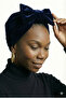Velvet Bow-Lined Navy Blue Ready-Made Turban Hijab Bonnet Suitable for Medical Use - 4