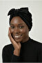 Velvet Bow-Lined Black Ready-Made Turban Hijab Bonnet Suitable for Medical Use - 3