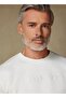 Sweatshirt Knitted Fabric Cotton Comfort Fit White Crew Neck Men's Embroidered Sweatshirt - 4