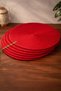 6 Pieces of Red Color Supla Set, Modern American Service, Stylish Presentation Plate (32cm)