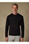 Sweatshirt Knitted Fabric Cotton Comfort Fit Black Crew Neck Men's Embroidered Sweatshirt - 3