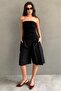 Black Pleated Pocketed Women's Bermuda Mg2620 - 3